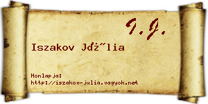 Iszakov Júlia névjegykártya